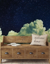 Carregar imagem no visualizador da galeria, Dreamy Cloudy Night Among the Stars Wall Mural. Abstract Night Sky, Stars and Clouds. Peel and Stick Wallpaper. #6300