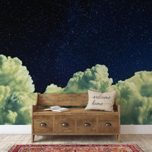 Carregar imagem no visualizador da galeria, Dreamy Cloudy Night Among the Stars Wall Mural. Abstract Night Sky, Stars and Clouds. Peel and Stick Wallpaper. #6300