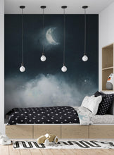 Carregar imagem no visualizador da galeria, Crescent Moon Shining Over Misty Clouds Wall Mural. Peel and Stick Wallpaper. #6301
