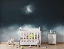 Carregar imagem no visualizador da galeria, Crescent Moon Shining Over Misty Clouds Wall Mural. Peel and Stick Wallpaper. #6301