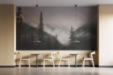 Carregar imagem no visualizador da galeria, Foggy Misty Forest Trees Over Mountain Under a Starry Night Wall Mural. #6304