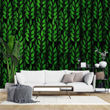 Carregar imagem no visualizador da galeria, Leaves and Vines Farmland Theme Wall Mural. Green Crops Illustration Background. #6305