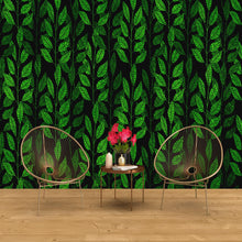 Carregar imagem no visualizador da galeria, Leaves and Vines Farmland Theme Wall Mural. Green Crops Illustration Background. #6305