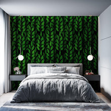 Carregar imagem no visualizador da galeria, Leaves and Vines Farmland Theme Wall Mural. Green Crops Illustration Background. #6305