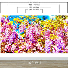 Carregar imagem no visualizador da galeria, Colorful Purple Wisteria Flower Wall Mural. Peel and Stick Wallpaper. #6307