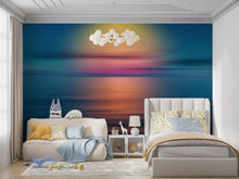 Load image into Gallery viewer, Sunset over the Ocean Horizon Wall Mural. Peel and Stick Wallpaper. #6308