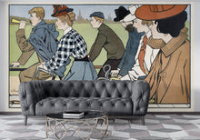 Load image into Gallery viewer, Vintage Hamers Rijwielen Bicycle Artwork Wall Mural. By Johann Georg Can Caspel. Peel and Stick Wallpaper. #6310