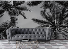 Carregar imagem no visualizador da galeria, Black and White Tropical Palm Tree Mural. Vintage Summer Vibe. #6315