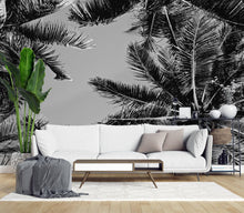 Carregar imagem no visualizador da galeria, Black and White Tropical Palm Tree Mural. Vintage Summer Vibe. #6315