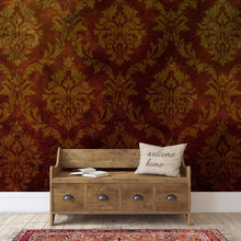 Carregar imagem no visualizador da galeria, Damask Grunge Vintage Dark Pattern Wall Mural Peel and Stick Wallpaper. #6316