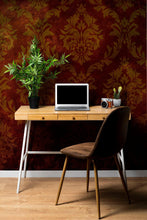 Carregar imagem no visualizador da galeria, Damask Grunge Vintage Dark Pattern Wall Mural Peel and Stick Wallpaper. #6316