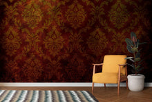Carregar imagem no visualizador da galeria, Damask Grunge Vintage Dark Pattern Wall Mural Peel and Stick Wallpaper. #6316