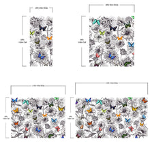 Carregar imagem no visualizador da galeria, Butterflies in Flower Garden Wall Mural. Retro Black and White Illustration Floral Design. #6320