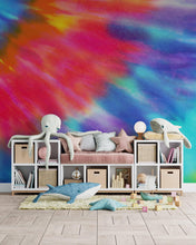 Carregar imagem no visualizador da galeria, Colorful Tie-Dye Wall Mural Design. Peel and Sticker Wallpaper. #6327