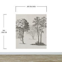 Carregar imagem no visualizador da galeria, Vintage Forest Trees Wall Mural. Monochrome Abstract Sketched Art Design. Peel and Stick Wallpaper | Removable Wall Mural. #6329