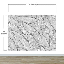 Load image into Gallery viewer, Banana Leaves Wallpaper, Palm Leaves Line Art Pattern Peel and Stick Wall Mural. #6330