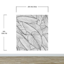 Load image into Gallery viewer, Banana Leaves Wallpaper, Palm Leaves Line Art Pattern Peel and Stick Wall Mural. #6330
