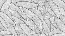 Load image into Gallery viewer, Banana Leaves Wallpaper, Palm Leaves Line Art Pattern Peel and Stick Wall Mural. #6330