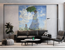 Carregar imagem no visualizador da galeria, Monet Painting Wall Mural. Woman with a Parasol, Madame Monet and Her Son (1875) Painting. #6332