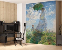 Carregar imagem no visualizador da galeria, Monet Painting Wall Mural. Woman with a Parasol, Madame Monet and Her Son (1875) Painting. #6332