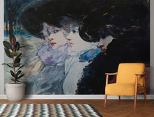 Carregar imagem no visualizador da galeria, Vintage Painting, Three Women in Profile by Artist Henry Somm. Large Wall Mural / Peel and Stick Wallpaper. #6338