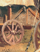 Carregar imagem no visualizador da galeria, Western Cowboy Theme Wall Mural Decor. Study of Covered Wagons by Samuel Colman. Painting Artwork. Peel and Stick Wallpaper. #6339