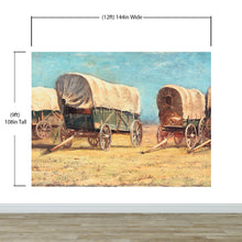 Carregar imagem no visualizador da galeria, Western Cowboy Theme Wall Mural Decor. Study of Covered Wagons by Samuel Colman. Painting Artwork. Peel and Stick Wallpaper. #6339