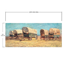Carregar imagem no visualizador da galeria, Western Cowboy Theme Wall Mural Decor. Study of Covered Wagons by Samuel Colman. Painting Artwork. Peel and Stick Wallpaper. #6339