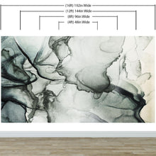 Carregar imagem no visualizador da galeria, Abstract Black and White Fluid Alcohol Ink Painting Wall Mural. Peel and Stick Wallpaper. #6341