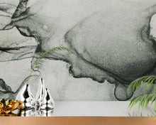 Carregar imagem no visualizador da galeria, Abstract Black and White Fluid Alcohol Ink Painting Wall Mural. Peel and Stick Wallpaper. #6341