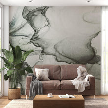 Carregar imagem no visualizador da galeria, Abstract Black and White Fluid Alcohol Ink Painting Wall Mural. Peel and Stick Wallpaper. #6341