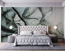 Carregar imagem no visualizador da galeria, Abstract Black and White Fluid Alcohol Ink Painting Wall Mural. Peel and Stick Wallpaper. #6341