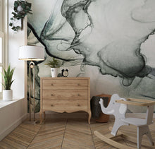 Carregar imagem no visualizador da galeria, Abstract Black and White Fluid Alcohol Ink Painting Wall Mural. Peel and Stick Wallpaper. #6341