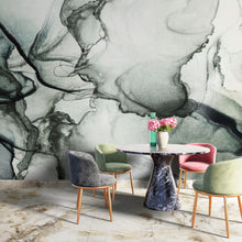 Carregar imagem no visualizador da galeria, Abstract Black and White Fluid Alcohol Ink Painting Wall Mural. Peel and Stick Wallpaper. #6341