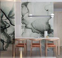 Carregar imagem no visualizador da galeria, Abstract Black and White Fluid Alcohol Ink Painting Wall Mural. Peel and Stick Wallpaper. #6341