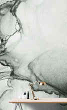 Carregar imagem no visualizador da galeria, Abstract Black and White Fluid Alcohol Ink Painting Wall Mural. Peel and Stick Wallpaper. #6341