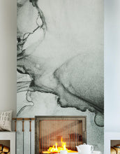 Carregar imagem no visualizador da galeria, Abstract Black and White Fluid Alcohol Ink Painting Wall Mural. Peel and Stick Wallpaper. #6341
