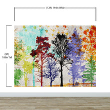 Carregar imagem no visualizador da galeria, Forest Trees Wall Mural. Abstract Color Print. Peel and Stick Wallpaper / Removable Wall Mural. #6342