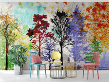 Carregar imagem no visualizador da galeria, Forest Trees Wall Mural. Abstract Color Print. Peel and Stick Wallpaper / Removable Wall Mural. #6342