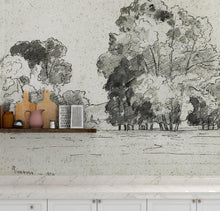 Carregar imagem no visualizador da galeria, Forest Trees Wallpaper Peel and Stick Mural, Grove of Trees Drawing by Camille Pissarro. #6344