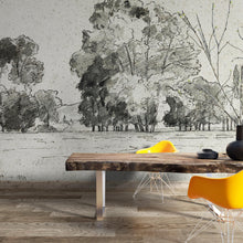 Carregar imagem no visualizador da galeria, Forest Trees Wallpaper Peel and Stick Mural, Grove of Trees Drawing by Camille Pissarro. #6344