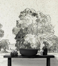 Carregar imagem no visualizador da galeria, Forest Trees Wallpaper Peel and Stick Mural, Grove of Trees Drawing by Camille Pissarro. #6344