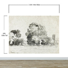 Carregar imagem no visualizador da galeria, Forest Trees Wallpaper Peel and Stick Mural, Grove of Trees Drawing by Camille Pissarro. #6344