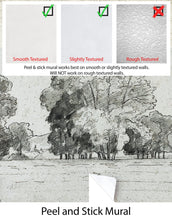 Carregar imagem no visualizador da galeria, Forest Trees Wallpaper Peel and Stick Mural, Grove of Trees Drawing by Camille Pissarro. #6344