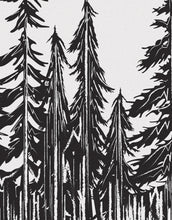 Carregar imagem no visualizador da galeria, Forest Trees Trunks Grunge Illustration Wall Mural. Peel and Stick Wallpaper. Abstract Lines Silhouette Outdoors Scenery. #6345