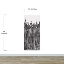 Carregar imagem no visualizador da galeria, Forest Trees Trunks Grunge Illustration Wall Mural. Peel and Stick Wallpaper. Abstract Lines Silhouette Outdoors Scenery. #6345