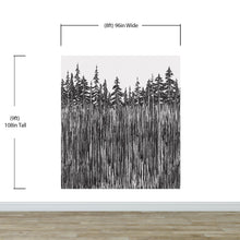 Carregar imagem no visualizador da galeria, Forest Trees Trunks Grunge Illustration Wall Mural. Peel and Stick Wallpaper. Abstract Lines Silhouette Outdoors Scenery. #6345
