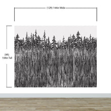 Carregar imagem no visualizador da galeria, Forest Trees Trunks Grunge Illustration Wall Mural. Peel and Stick Wallpaper. Abstract Lines Silhouette Outdoors Scenery. #6345
