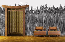 Carregar imagem no visualizador da galeria, Forest Trees Trunks Grunge Illustration Wall Mural. Peel and Stick Wallpaper. Abstract Lines Silhouette Outdoors Scenery. #6345