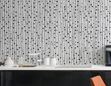 Carregar imagem no visualizador da galeria, Stylish Hand-drawn Thin Vertical Lines and Dots Wall Mural Pattern. Peel and Stick Wallpaper. #6346